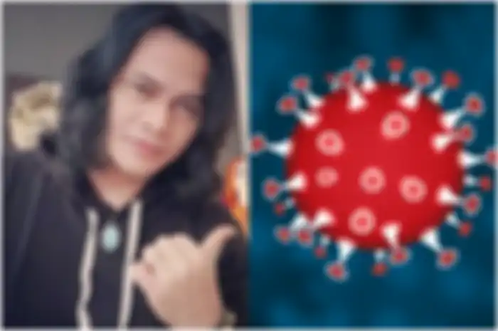 Kolase Mbah Mijan dan Ilustrasi virus corona.