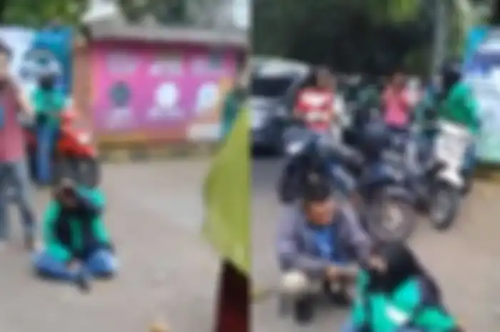 Driver perempuan ojek online menangis histeris