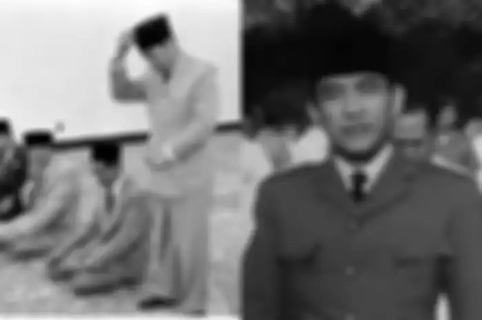 Soekarno saat sedang sholat Idul Adha Kolase via wartakota.com