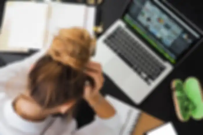 Ilustrasi stress di kantor. 