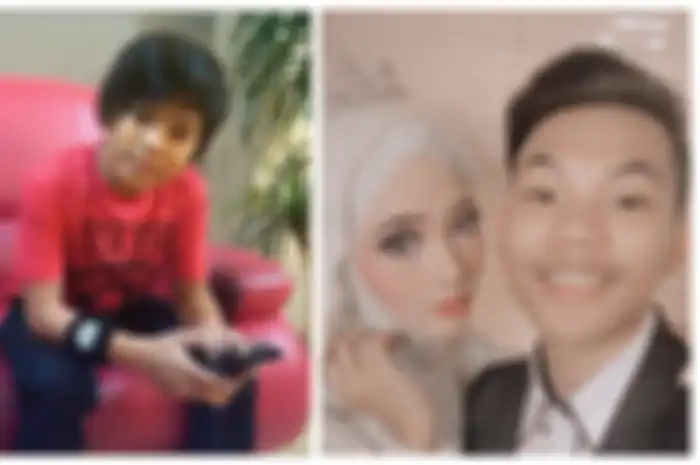 Kolase foto penyanyi cilik Tegar dan istrinya