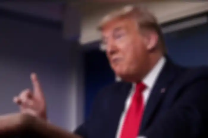 Presiden Donald Trump membahas gugus tugas harian Virus  Corona di Gedung Putih di Washington, AS, 26 Maret 2020