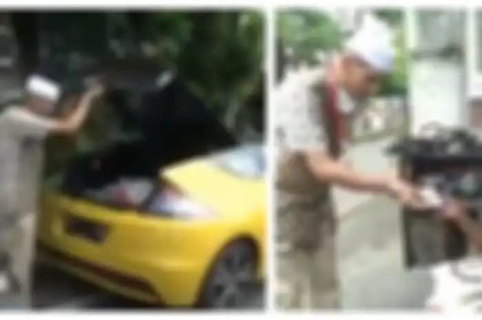 Viral video pria di Solo bagi-bagi uang dengan mobil mewah
