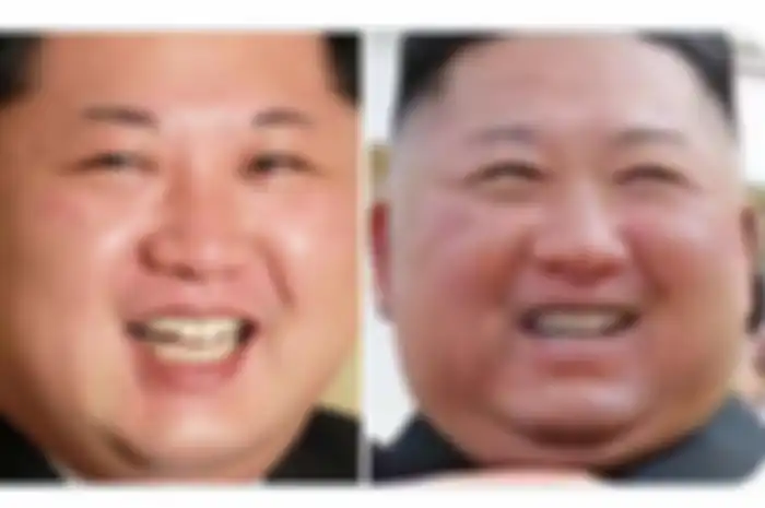 Aktivis hak asasi manusia, Jennifer Zeng menyandingkan potret Kim Jong Un sebelum rumor meninggal dan Kim Jong Un setelah rumor meninggal