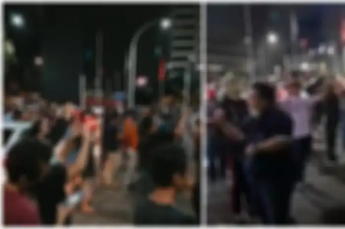 Kerumunan warga saat penutupan gerai McDonald's Sarinah, Minggu (10/5/20).
