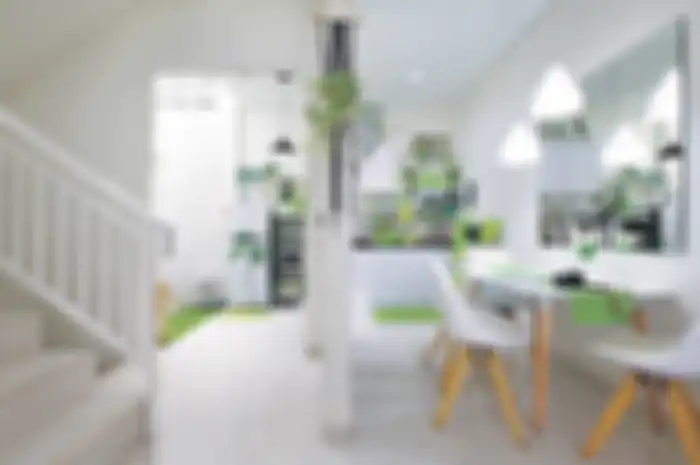 Ilustrasi interior dengan warna putih.