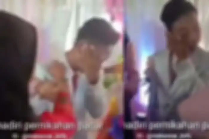 Pengantin pria diamuk oleh mantan pacarnya di ata pelaminan