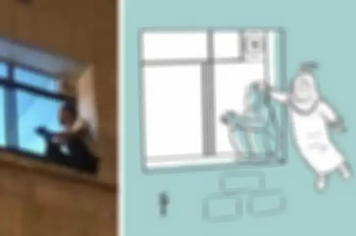 Jihad setiap malam menengok sang ibu dari jendela rumah sakit.