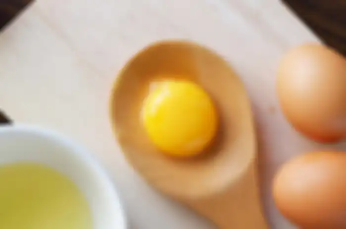 Mengocok kuning telur agar tidak pecah saat membaut puding
