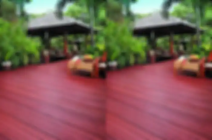 Ilustrasi penggunaan papan semen aman untuk area luar di sekitar gazebo ini.