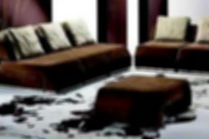 Aplikasi bahan suede sebagai pelapis sofa menampilkan kesan mewah.