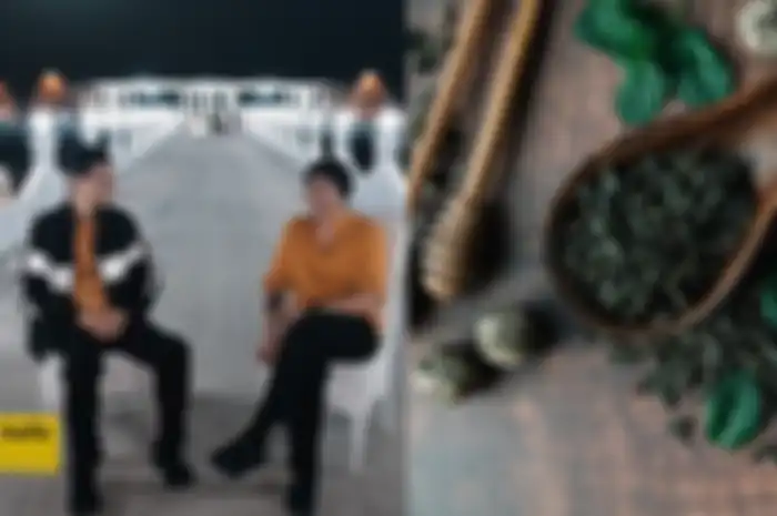 Tangkapan layar YouTube Anji bersama Hadi Pranoto & ilustrasi obat herbal.