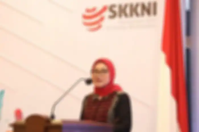 Menteri Ketenagakerjaan, Ida Fauziyah, saat memberikan sambutan pembukaan pelatihan bahasa Jepang di Ruang Serbaguna, Kemnaker, Jakarta, Jumat (14/8/2020). 