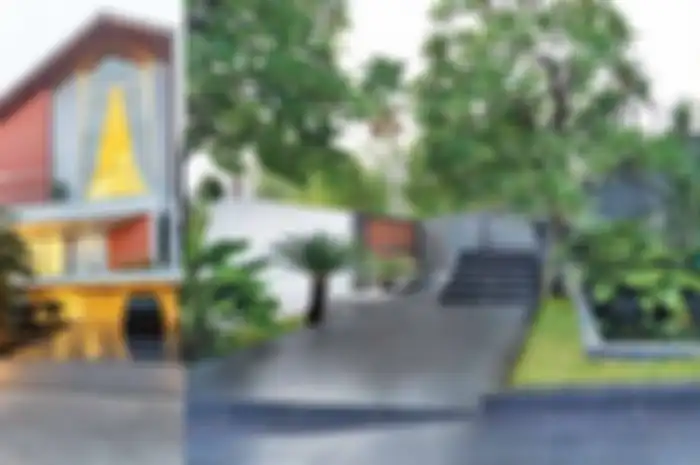 Terlihat modern dan lebih simpel di antara rumah di lingkungan yang dominan klasik.