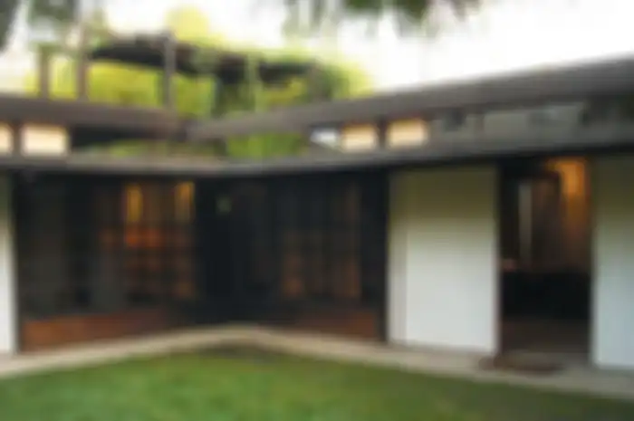 Proporsi rumahnya juga tidak tinggi, terlihat dari pintu yang rendah. Kompensasi ruang dalam yang rendah di teruskan ke luar, yakni ke courtyard yang nyaman.