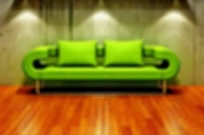 Ilustrasi pelapis sofa dari kulit sintetis dengan warna cerah.