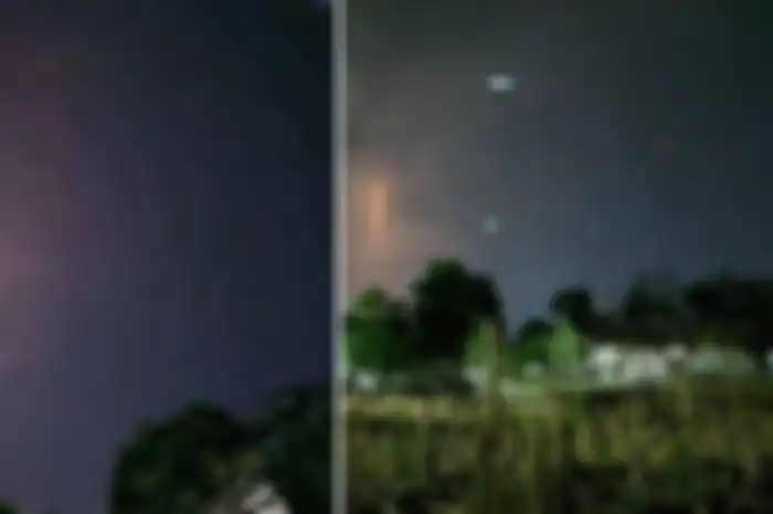 Benda bercahaya di langit yang dipercaya masyarakat sebagai lintang kemukus tampak di Langit Kota Tuban. 
