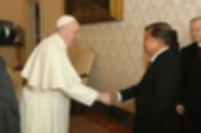 Jusuf Kalla saat bertemu Paus Franciscus