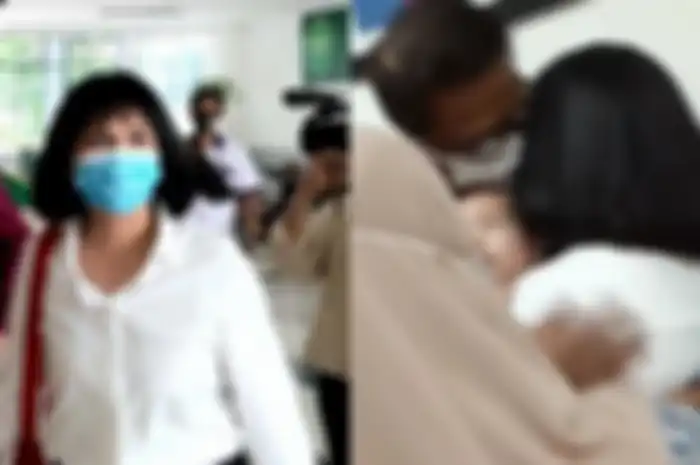 Vanessa Angel menangis di pelukan ayahnya