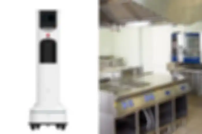 Robot otonom dapat melakukan disinfeksi area restoran.