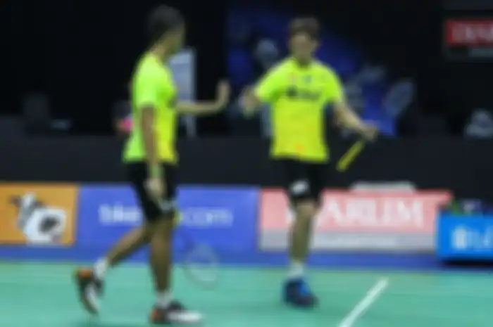 Potret Fajar Alfian/Muhammad Rian Ardianto saat dalam laga Simulasi Piala Thomas kontra Marcus Fernaldi Gideon/Kevin Sanjaya Sukamuljo di Hall Pelatnas Cipayung, Jakarta, Rabu (2/9/2020).