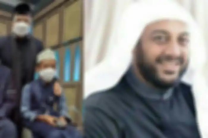 Foto Ustaz Yusuf Mansur bersama dua putra Syekh Ali Jaber