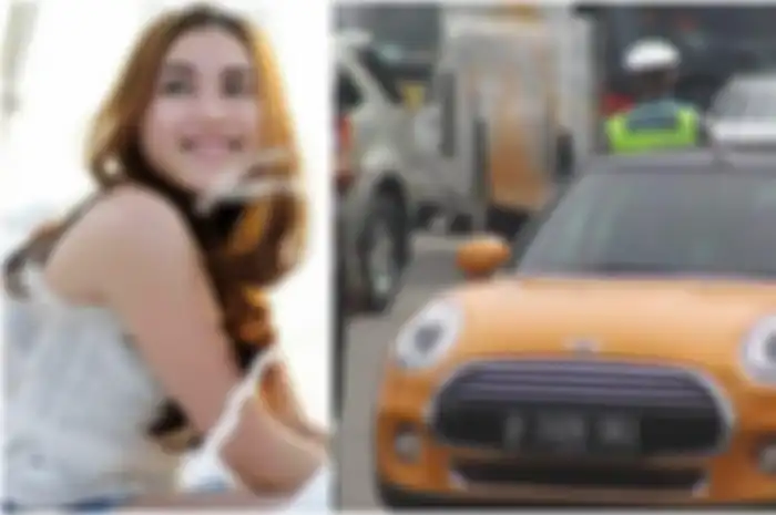 Ayu Ting Ting dihentikan petugas saat keluar dari GT Baranangsiang dengan MINI Cooper S Convertible berpelat ganjil.