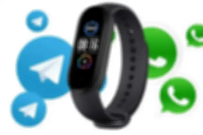 Ilustrasi Xiaomi Mi Band 6 yang bisa digunakan untuk balas pesan WhatsApp dan Telegram.
