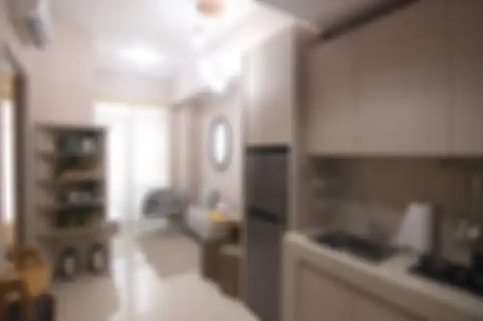 Interior unit apartemen 1 kamar tidur, desain kompak khas Jepang di Vasanta Innpark.