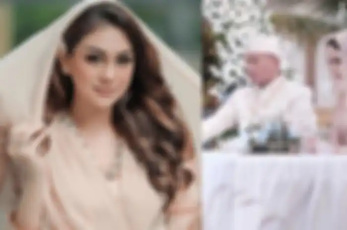 Celine Evangelista menghadiri pernikahan Vicky Prasetyo dan Kalina Ocktaranny