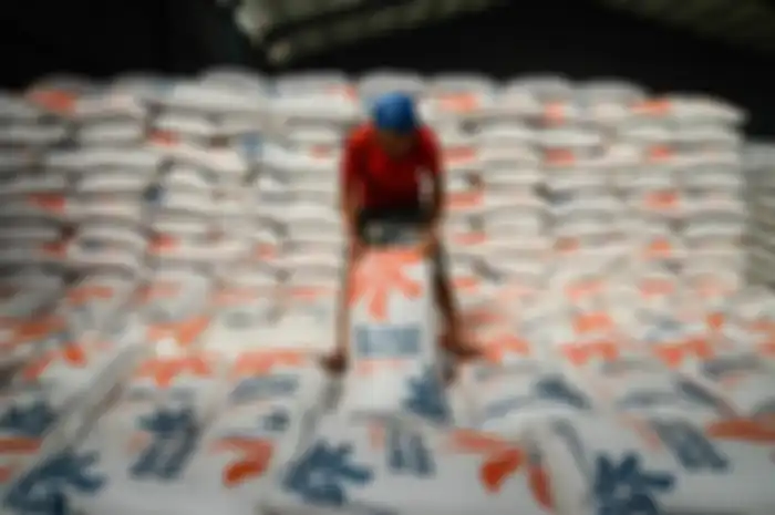 Stok Beras Di Salah satu Gudang Beras Milik Bulog 