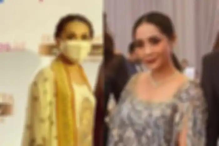 Ayu Ting Ting dan Nagita Slavina di acara pernikahan Atta Aurel 