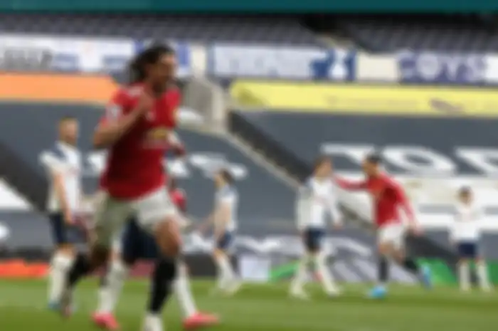 Edinson Cavani turut menyumbang satu gol dalam kemenangan 3-1 Manchester United atas Tottenham Hotspur pada laga pekan ke-31 Liga Inggris 2020-2021.