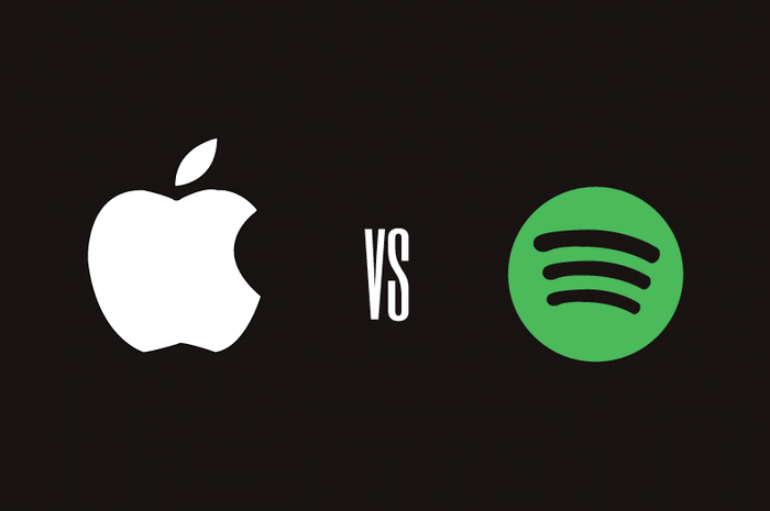Ilustrasi Apple vs Spotify