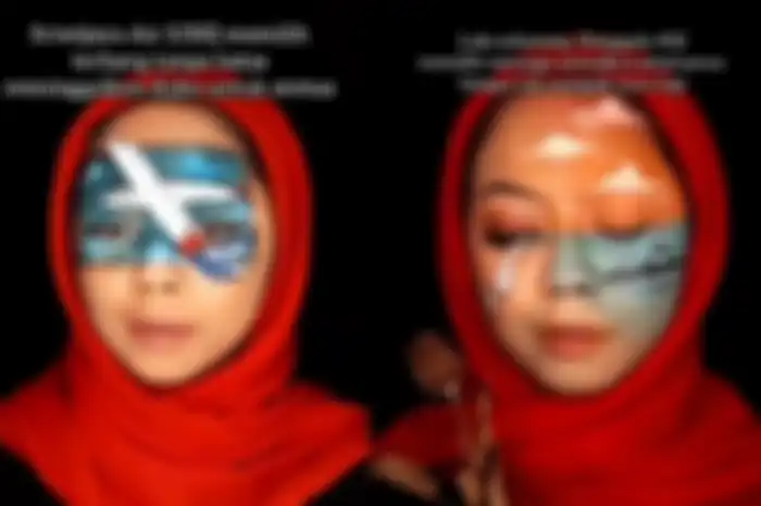 Viral video perempuan lukis wajahnya dengan gambaran bencana alam yang terjadi di Indonesia