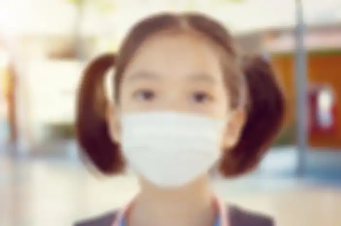 Ilustrasi anak-anak pakai masker