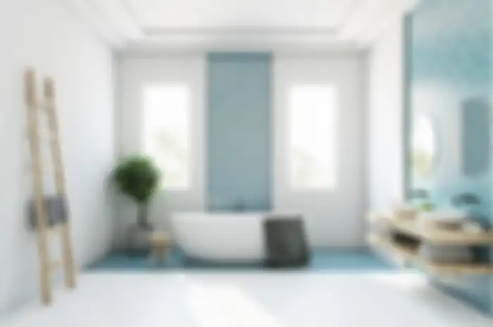 Ilustrasi kamar mandi terkesan bersih dengan lantai kilap homogeneous tile.  