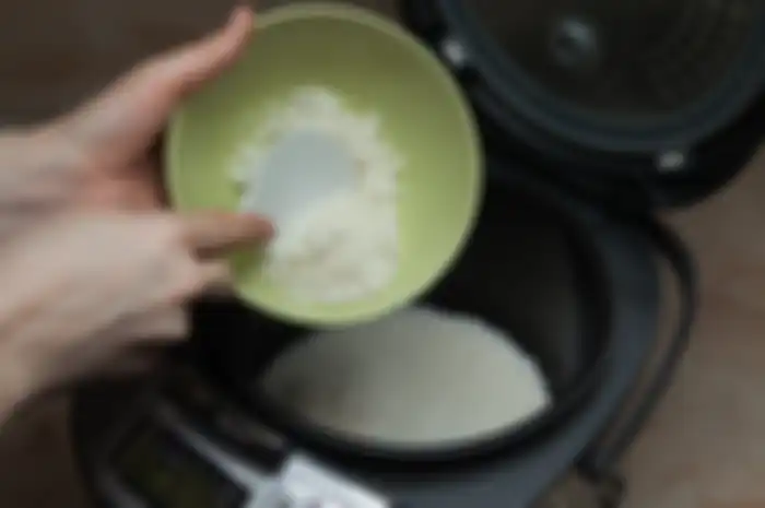 Ilustrasi memasak nasi dengan rice cooker