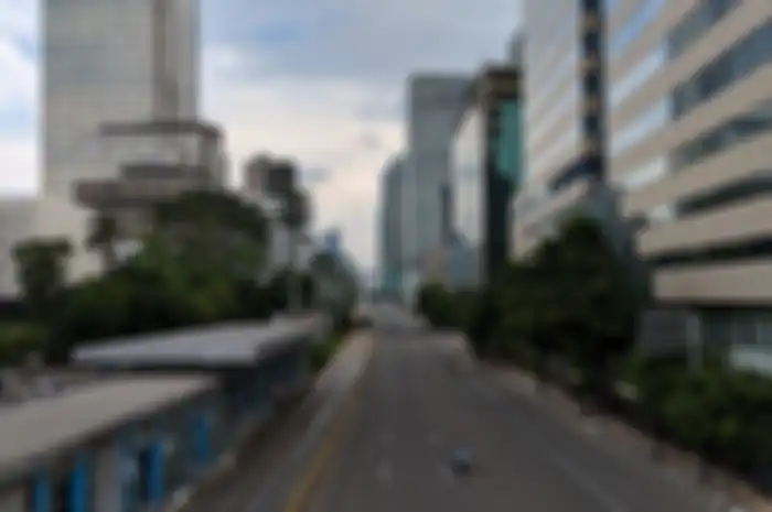 Jakarta, Indonesia - February 16, 2019: Cityscape of Jalan Thamrin (Thamrin street).