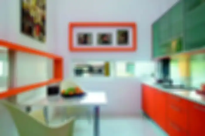 Ilustrasi dapur single line, cocok untuk ruang mungil. 