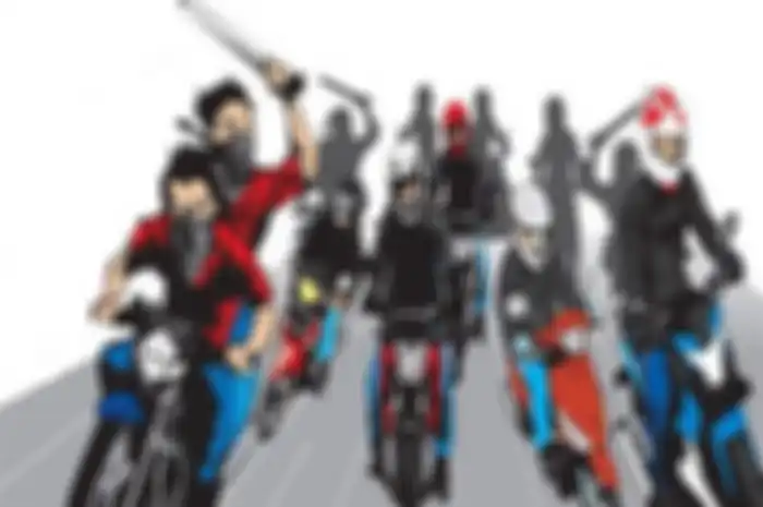 Ilustrasi geng motor melakukan aksi