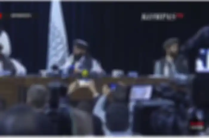 Taliban menggelar konferensi pers pertama setelah berhasil menguasai Afghanistan pada 17 Agustus 2021.