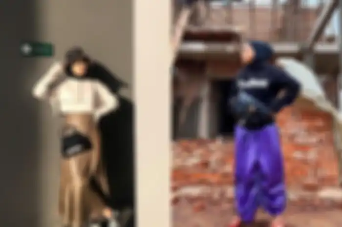 Inspirasi OOTD hijab pakai rok kulit yang lagi ngetren