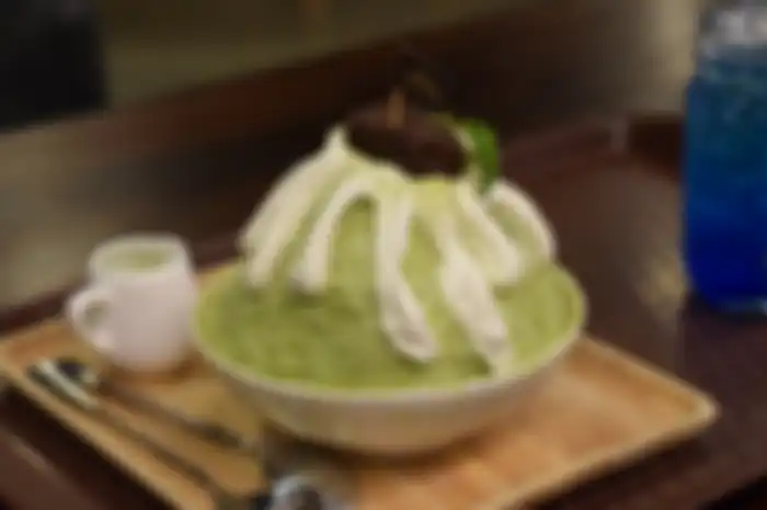 Salah satu kreasi bubuk matcha adalah matcha ice cream.