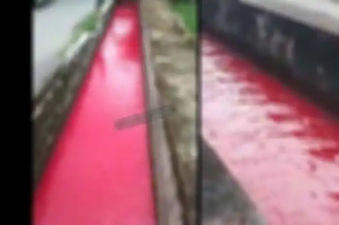 Sungai di Klaten mendadak berwarna merah