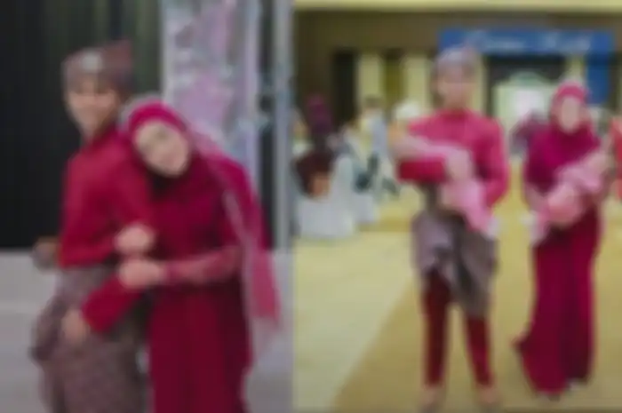 Viral pasangan pengantin bawa bayi di acara resepsi pernikahan mereka.