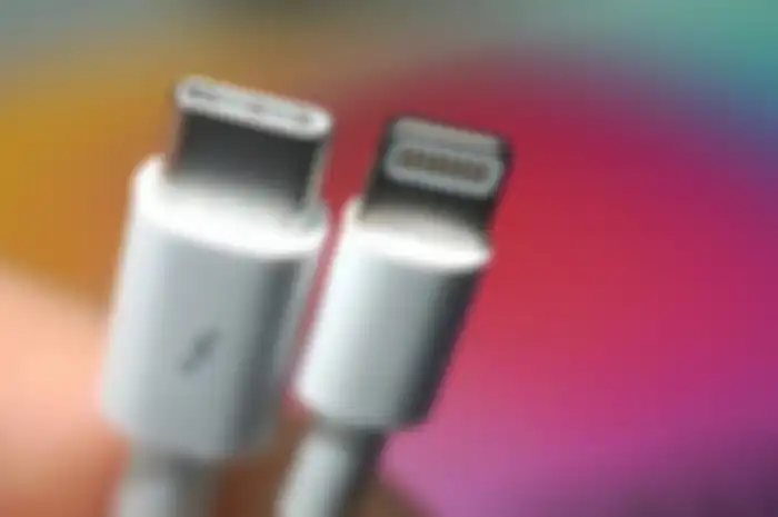 Ilustrasi kabel USB type-c dan kabel lightning iPhone