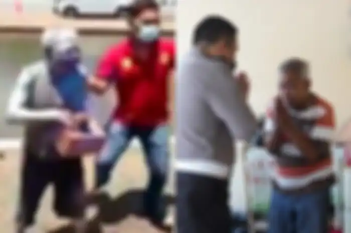 Seorang pensiunan polisi yang mengemis jadi manusia silver tertangkap razia Satpol PP Kota Semarang di kawasan Marina pada Jumat (24/9/2021)