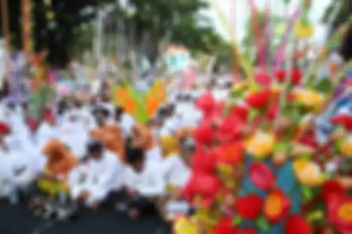 Kembang Endog pada Festival Endog-endogan untuk memperingati Maulid Nabi Muhammad SAW di Banyuwangi, Jatim, Selasa (20/11/2018)