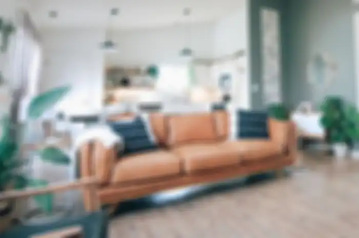 Ilustrasi interior rumah bergaya modern.  